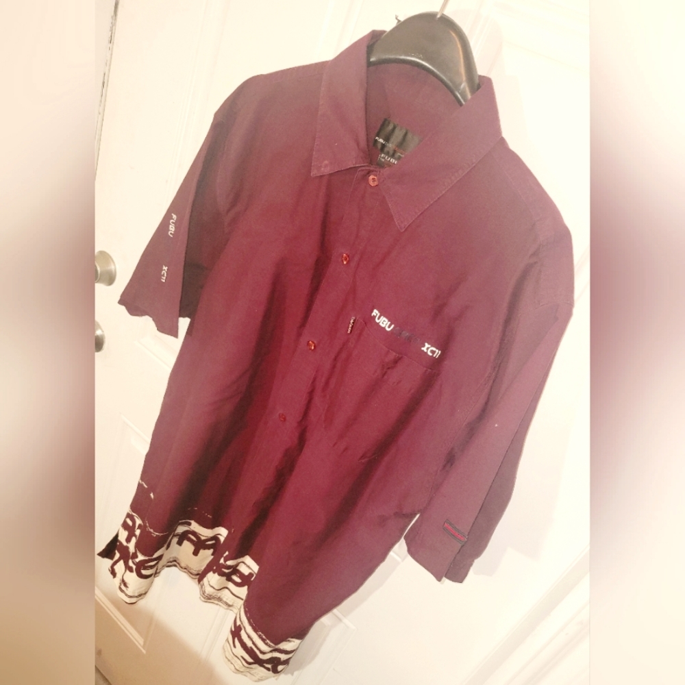Men's Size XL "Fubu The Collection" Collard Short-Sleeve Button-Down Shirt